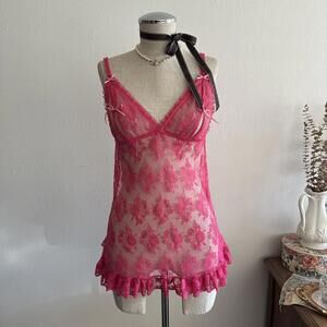Victoria’s Secret pink lace ruffle lingerie dress